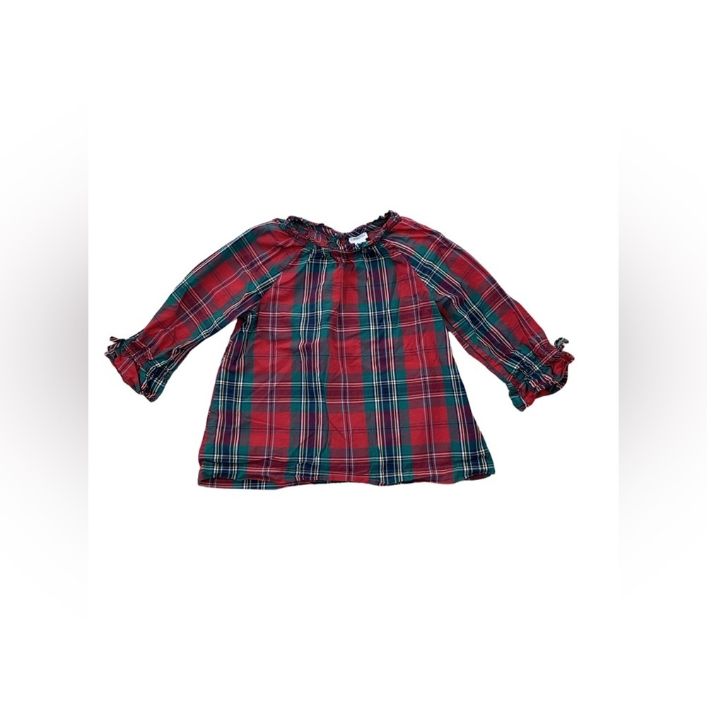 Crewcuts Size 8 Holiday Tartan Plaid Ruffle Neck Top